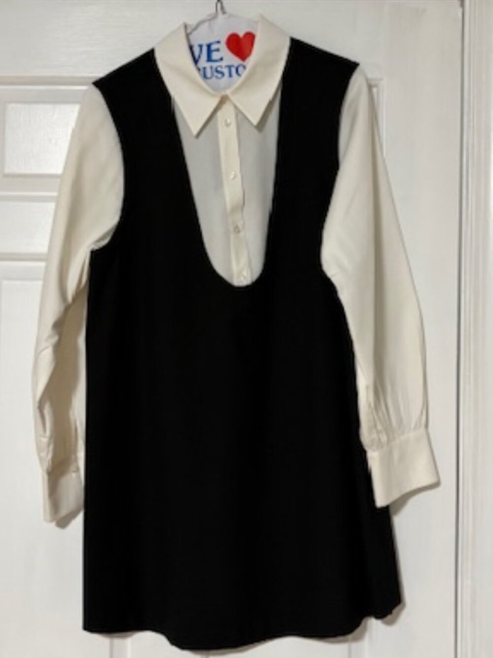Maeve Long-Sleeve Twofer Pinafore Mini Dress - Picture 4 of 9